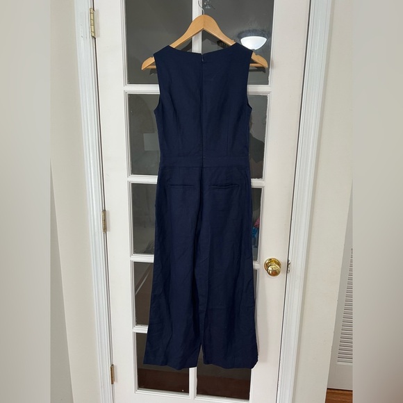 Boden Dorothea Linen Blend Cropped Jumpsuit - size 2 - navy - 55% linen blend - Picture 6 of 10